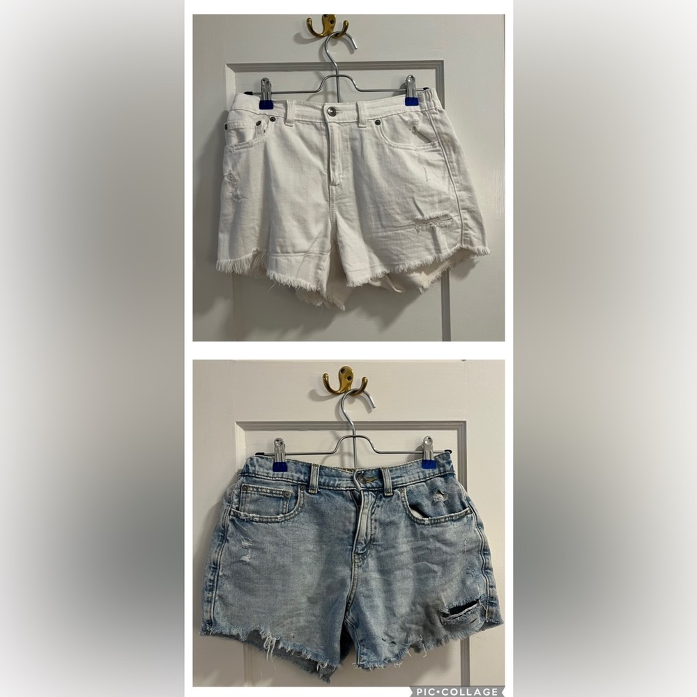 Aerie White and Blue Jean Shorts Size Small